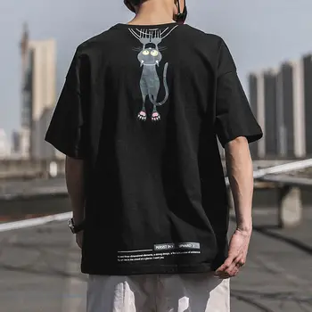 Letné Tlačiť T-shirt Mužov Polovica Sleeve Tee Tričko Módnej Značky Streetwear Módy Voľné Japonskom Štýle Nadrozmerná Top Mužov 2020