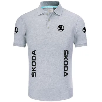 Letné Vysokej kvality značky Škoda logo polo tričko krátky rukáv Fashion bežné Pevné Polo Tričko unisex tričká