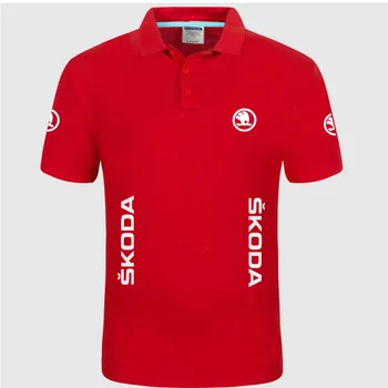 Letné Vysokej kvality značky Škoda logo polo tričko krátky rukáv Fashion bežné Pevné Polo Tričko unisex tričká