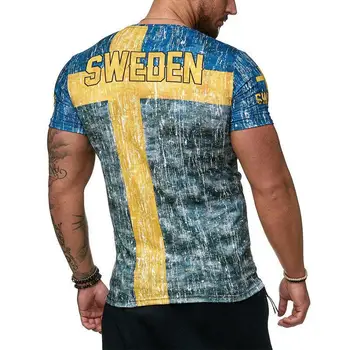 Letné španielske vlajky, dresy mužov košele švédsky list 3D tlač pánske t-shirt Priedušná streetwear ležérne oblečenie XXS-6XL
