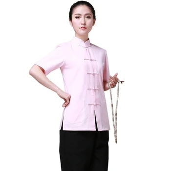 Letné Ženy, Kung Fu Oblečenie Wudang Tai Chi Jednotné Žena Tang Kostým Krátky Rukáv Čínskej Tradičnej Štýl Tričko 7colors