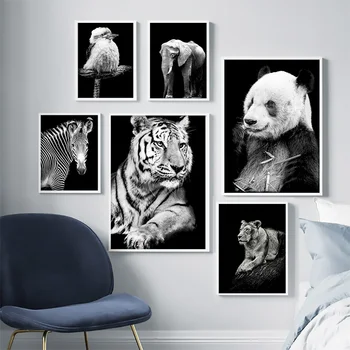 Lev, Tiger Zebra Panda Wall Art Plátno Na Maľovanie Nordic Plagát A Tlač Zvierat Obrazov Na Stenu Pre Obývacia Izba Dekor Škandinávskych