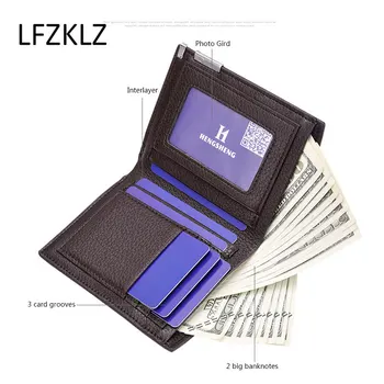 LFZKLZ 2020New pánske peňaženky pu kožené dvojitý záhyb pánske peňaženky bežné tesný multi-function kožená taška spojka peniaze taška