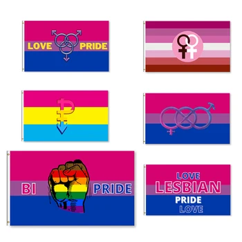 LGBT Dúhová Vlajka Gay Pride Vlajkou, Lesbičky, Bisexuáli Banner 3X5FT 90X150cm 100D Polyester Mosadz osadené priechodkami