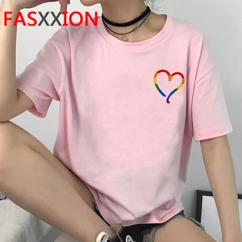 Lgbt Harajuku Rainbow, Tričko Ženy Ullzang Gay Pride T Shirt Grafické Lesbické Cartoon Tlač Tričko Kórejský Štýl Top Tees Žena