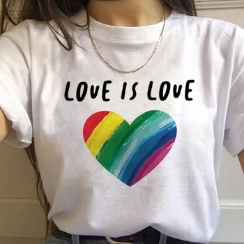 Lgbt Rainbow Harajuku T Shirt Ženy Gay Pride Ullzang 90. rokoch T-shirt Lesbické Grafické Zábavné Tlač Tričko Nový Módny Top Tees Žena