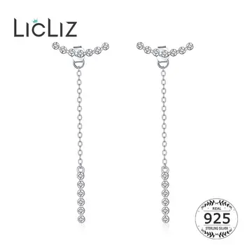 LicLiz 925 Sterling Silver Zirkón Crystal Drop Náušnice pre Ženy Biele Zlato Dlhých Reťazí Šperky Boucle D'oreille LE0624