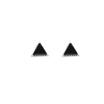 Lidavi Jednoduchý geometrický tvar, čierne náušnice Punk trojuholník náušnice Pár modelov trojuholníkové strieborné náušnice Pre Ženy VES6189