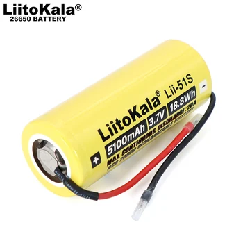 Liitokala Lii-51S 26650 20A 3,7 V 5100mA nabíjateľnú batériu, 26650A napájanie lítiové Batérie, Vhodný na baterku+HOBBY line