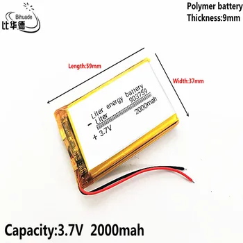 Liter energie batérie Dobré Qulity 3,7 V,2000mAH 903759 Polymer lithium ion / Li-ion batéria pre tablet pc BANKA,GPS,mp3,mp4