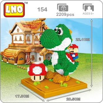 LNO 154 Hra Super Mario Yoshi 3D Model 2209pcs DIY Diamond Mini Budovy Malé Kvádre, Tehly Montáž Hračka č Box