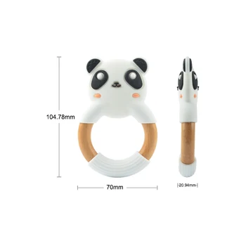 LOFCA Silikónové Drevené Krúžok Fox Panda Zvierat Tvar BPA Free potravinársky Teether Prívesok Náhrdelník DIY Dieťa Žuť Hračka Dieťa Darček