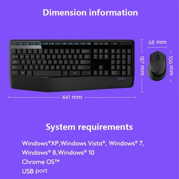 Logitech MK345 bezdrôtové Klávesnice, Myši, Kombá Pre PC, Notebook Optická Ergonomická Myš klávesnica Plnej Veľkosti Kombá