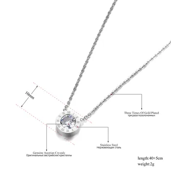 Lokaer Klasické Kola 2Ct Cubic Zirconia Prívesok Náhrdelník Šperky Titánové Ocele Chokers Náhrdelník Na Valentína N18004