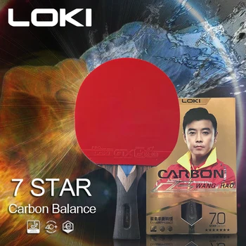 LokiM 7.0 Star Stolný Tenis Raketa Profesionálne 5 Dreva 2 Uhlíkových Vlákien Urážlivé Ping Pong Raketa Bat Pádlo s GTX Gumy