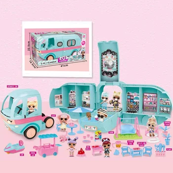 Lol Camper Prekvapenie Bábiky Glamper Autobus DIY Doll House Príslušenstvo Nábytku Anime Roztomilé Hračky Pre Deti, Dievčatá, Narodeniny Darčeková Sada