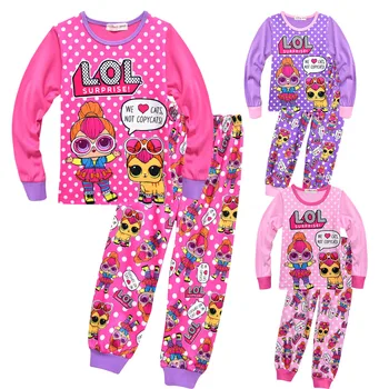 LOL Prekvapenie Jeseň Zima Deti Pyžamá Sady Dlhé Rukávy Vyhovovali Set Baby Girl Pyžamo Dve Kus Sleepwear Domov Gilrs Oblečenie