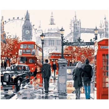 Londýn ulici pešej Krajiny DIY Digitálne Maľovanie Podľa Čísel Moderné Nástenné Umelecké Plátno na Maľovanie Jedinečný Darček Domova 40x50
