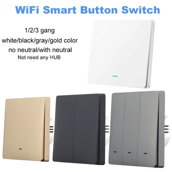 Lonsonho Tuya WiFi Smart Switch EÚ 220V S / Č Neutrálne Bezdrôtové Tlačidlo Nástenné svietidlo Prepne Kompatibilné Alexa Domovská stránka Google