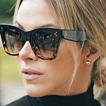 LONSY Módne Luxusné Námestie slnečné Okuliare Ženy Vintage Dizajn Značky Slnečné okuliare Big Rám Odtiene Okuliare Oculos UV400 CJ9768