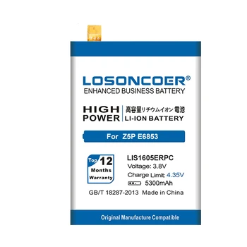LOSONCOER 5300mAh LIS1605ERPC Kvalitné Batérie pre SONY Xperia Z5 Premium Z5P Dual E6853 E6883 Batériu Mobilného Telefónu