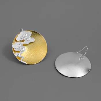 Lotus Zábava Reálne 925 Sterling Silver Jemné Šperky Kreatívny Dizajn Orientálny Prvok Vintage Cloud Kolo Visieť Náušnice pre Ženy