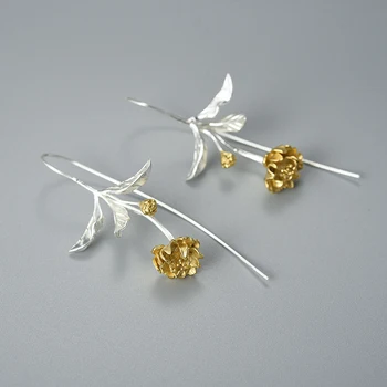 Lotus Zábava Čerešňové Kvety Kvetinové Visieť Náušnice 2020 Nový Príchod Reálne 925 Sterling Silver Jemné Šperky Náušnice pre Ženy Darček