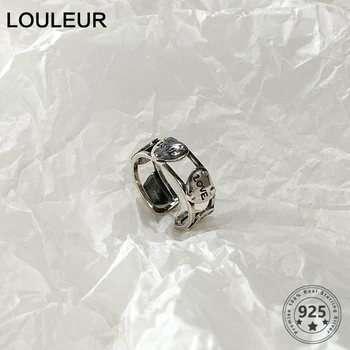 LouLeur 925 Sterling Silver Láska Srdce Krúžky Vintage Japonsko Kórea Tvorivé Láska Prstene pre Ženy 925 Jednoduché Festival Jemné Šperky