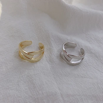 LouLeur Kórejská Verzia Široký Prstene Pre Ženy, Skutočné Striebro 925 Módne Nastaviteľné Otvoriť Krúžok Luxusne Jemné 925 Strieborné Šperky, Darčeky