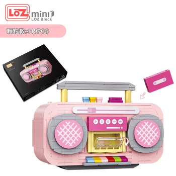 LOZ mini blok pravopisu plug stavebné bloky retro rádio vrtuľník gramophone ružová hračky pre deti, darčeky