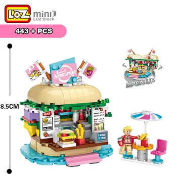 LOZ Mini bloky Zábavný Park Stavebné Bloky Piť Burger Shop Icecream hranolky Obchod Tehly miniFigures Dieťa Hračku 1729-1732