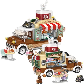 LOZ Mini Predaj Auto Bloky Hračky Tvorca Pizza, Káva Juguetes Carro Tehly DIY Model Auta, Dievčatá, Chlapcov Vianoce, Narodeninové Darčeky