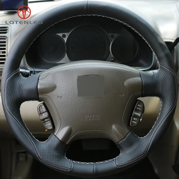 LQTENLEO Čierne Kožené DIY Ručne šité Auto Volant, Kryt na Honda CRV CR-V roku 2002 2003 2004 2005 2006