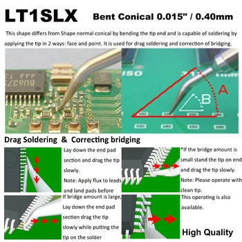 LT1SLX Weller Spájkovanie Tipy Dlho Ohnuté 0,4 mm 0.015