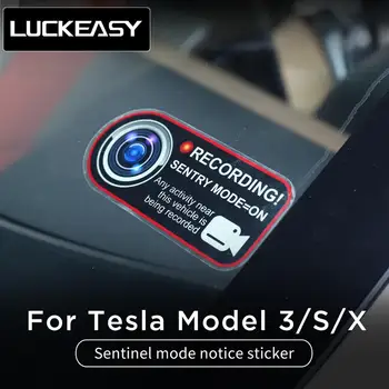 LUCKEASY Interiérové úpravy Príslušenstvo auto Stickersfor Tesla Model3 2017-2020 Sentinel režim oznámenie nálepky 1pcs/set