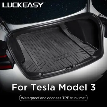 LUCKEASY TPE Materiálu All-Počasie Kufri Rohože Nákladné Zadné Líniové Cargo Zásobník Black Chránič pre Tesla Model 3 2017-2019