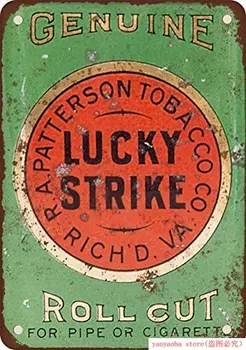 Lucky Strike Rúry Cigariet Roll Rez Tabaku Vintage Vzhľad, Reprodukcia Kovov Cín Znamení Kovu Maľovanie Cínom Prihlásiť Stenu Dekor Dosky