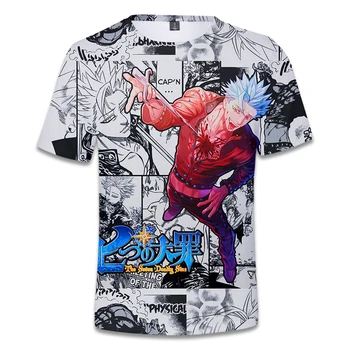 LUCKYFRIDAYF 2018 Sedem Smrteľných Hriechov 3D funny t-shirts Nanatsu No Taizai Harajuku T-košele, Šaty, Topy Plus Veľkosť