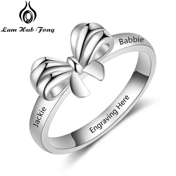 Luk uzol snubný Prsteň Osobné Meno Krúžok Vyryté 2 Mená Romantický Vlastné Šperky Výročie Darček pre Dievčatá (Lam Hub Fong)