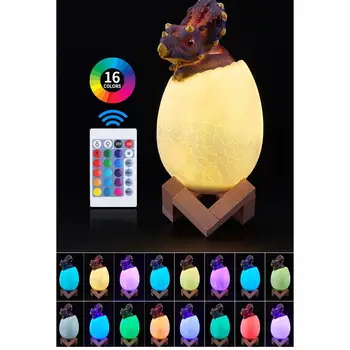 LumiParty LED 16 Farieb, Stmievanie Inteligentné Diaľkové Ovládanie Dinosaurie Vajcia Tvar nočné svetlo stolná Lampa Deti Darčeky