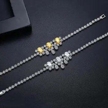 LUOTEEMI AAA CZ Kameň Ženské Kúzlo Náramok Biela Žltá Crystal Fashion Vyhlásenie Šperky pre Ženy, Svadobné Zoznamka Party Dary