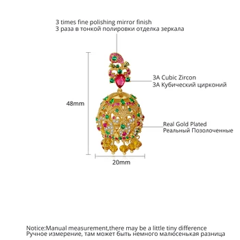 LUOTEEMI Nádhernej Zlatej Farby Indickej Dizajn Veľké Visieť Drop Náušnice pre Ženy, Svadobné Farebné CZ Módne Šperky Brincos Darček