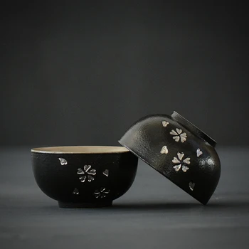 LUWU čierne keramické teacup cherry blossom šálku čaju sady 2 poháre čínskej kung-fu pohár 45ml