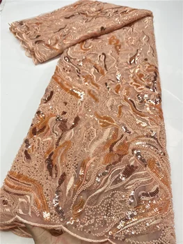 Luxusné Afriky Čipky Textílie 2020 Vysoko Kvalitnej Čipky Nigérijský Čipky Textílií Ručné Korálkové Čipky Textílie Na Svadby, Svadobné YA3616B-5
