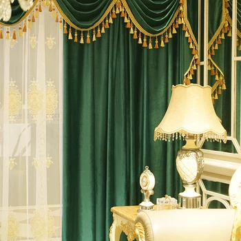 Luxusné atmosféru zlato velvet clothmantle opony hlavu luxusná vila vlastné záclonka závesy obývacia izba, jedáleň, spálňa