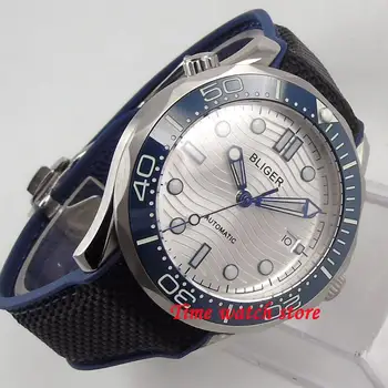 Luxusné Bliger 41mm Miyota 8215 Automatické hodinky mužov zafírové sklo nepremokavé biela dial plátno popruh svetelný keramické dezel