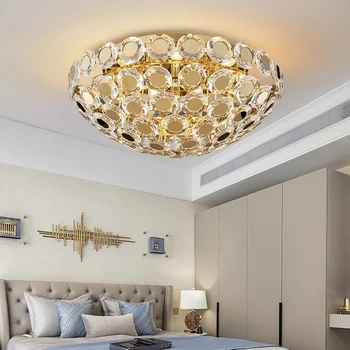 Luxusné crystal stropné Svetlá obývacia módne spálňa zariadenia môže premenlivé led stropné svietidlo kola zlata vnútorné osvetlenie
