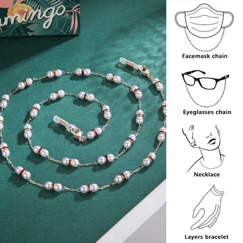Luxusné Elegantné Okuliare Reťazca pre Ženy Crystal Simulované slnečné Okuliare Perla Reťazca Masku na Tvár Laná Krku Držiteľ AccessoriesTeamer