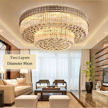 Luxusné LED zlaté obývacia izba kolo crystal osvetlenie atmosférických Európsky štýl moderné lampy podlhovasté tri vrstvy stropné svetlá