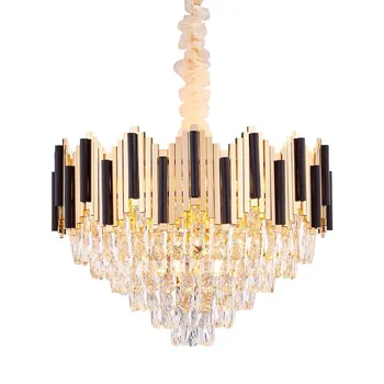 Luxusné moderné crystal gold a black luster osvetlenie v jedálni kolo jedáleň reťazca e14 spálňa led lustre